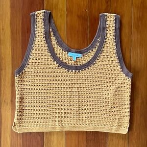 NWOT Madewell 100% Cotton Crochet Knit Tank Top in Orange and Brown - Medium
